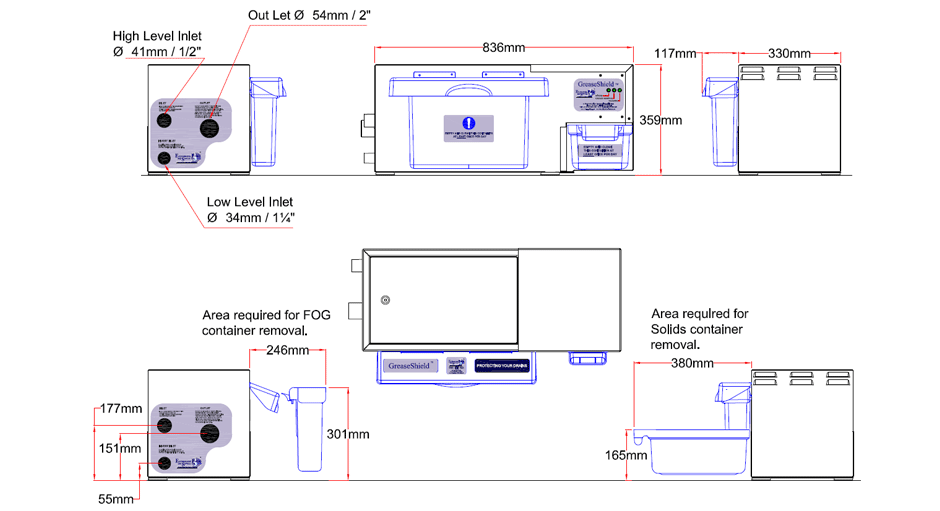 GS1850 AST-ECO Dimensional Drawing