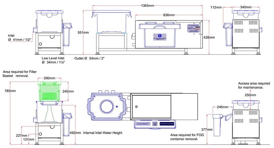 GS1850-ECO-F Dimensional Drawing