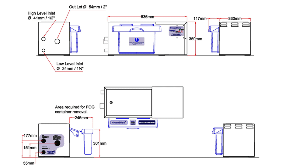 GS1850-ECO Dimensional Drawing
